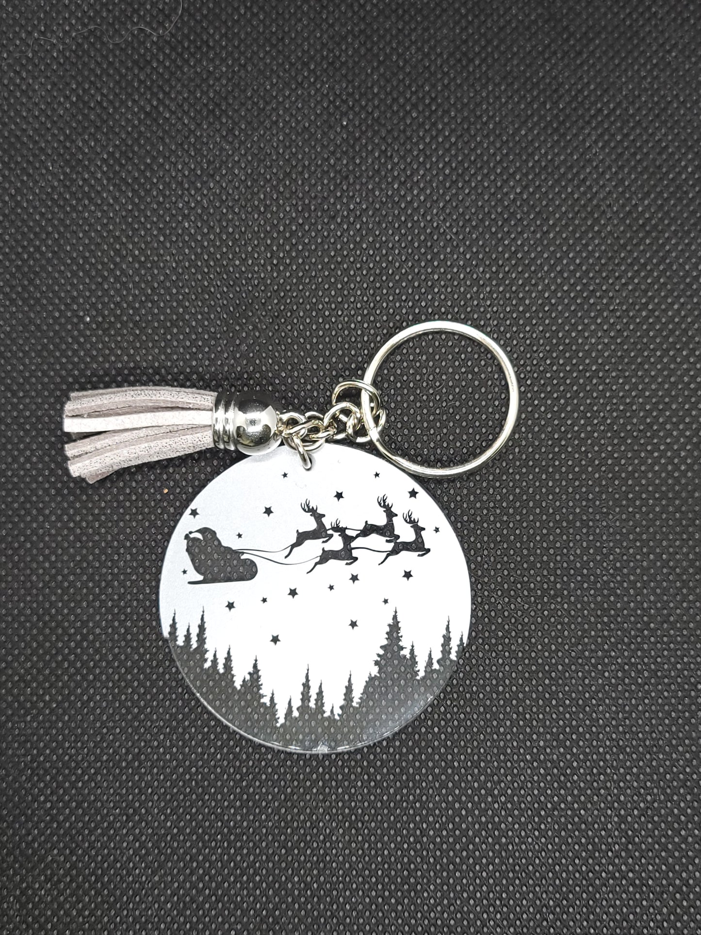 Porte clé de Noël: Père Noël forêt